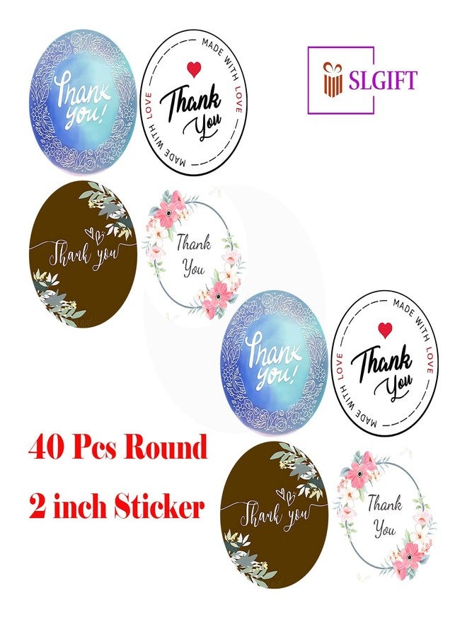 SLGIFT Vinyl Thank You Theme Sticker, Self-Adhesive Vinyl Stickers, 40 Pieces, 2 x 2 Inches Round Sticker, 4 Unique Designs, R109 - Image 4